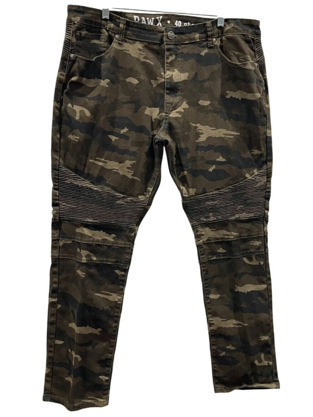 Raw X Camo Moto Skinny Jeans 40 Casual Bikercore Ribbed Panel Y2K Streetwear